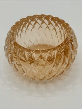 Amber Glass Pineapple-Pattern Tea Light Candle Holder